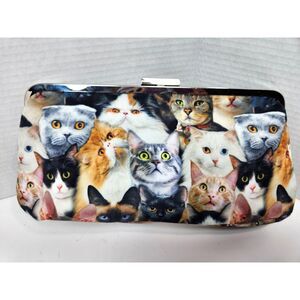 Versatile Cross Body Bag Clutch Purse East West Novelty Cats All Over Fabric